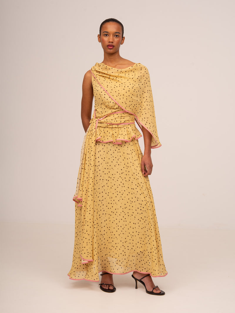 Toast Yellow Polka Dot Occasion Dress