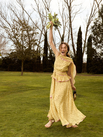 Toast Yellow Polka Dot Occasion Dress