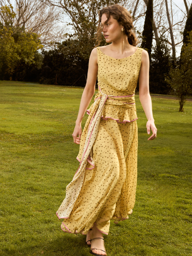 Toast Yellow Polka Dot Occasion Dress