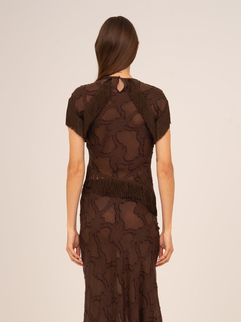 Brown Balance Fringe Top