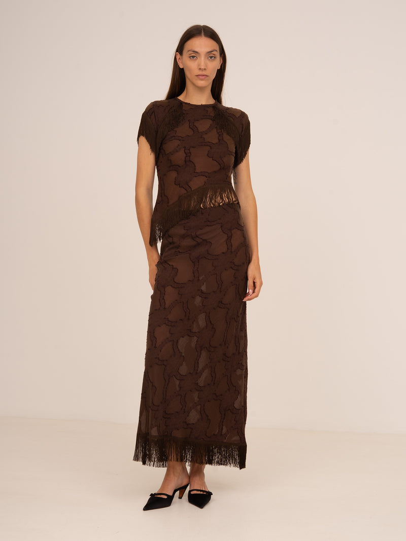 Brown Balance Fringe Top