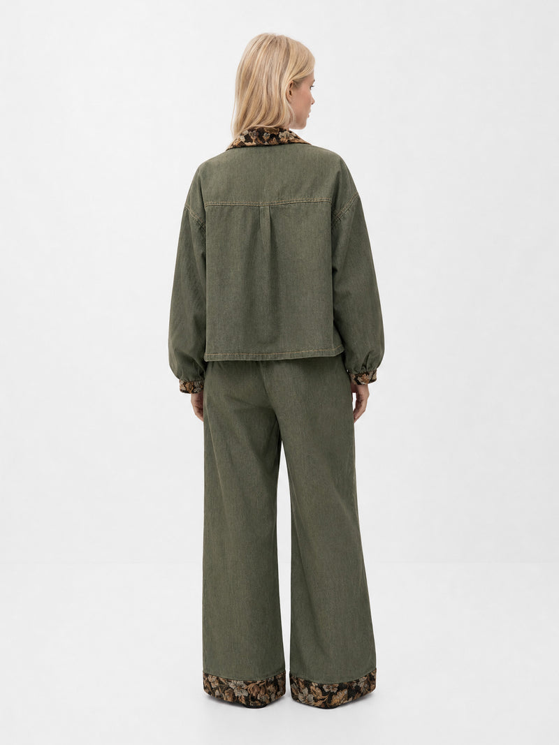 Daphne Olive Floral Tie Overshirt