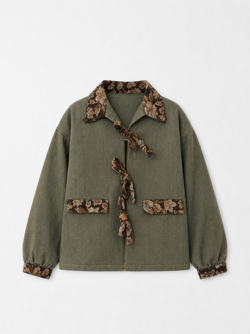 Daphne Olive Floral Tie Overshirt