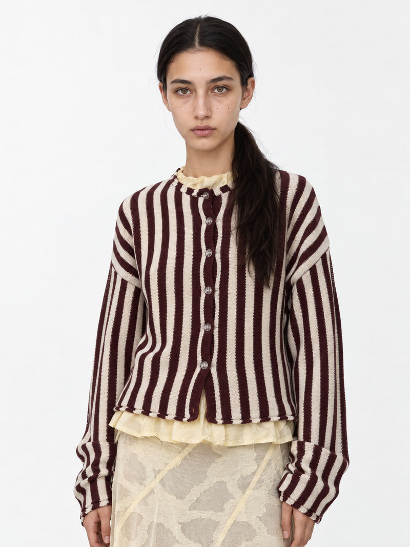 Acorn Burgundy Stripe Knit Cardigan