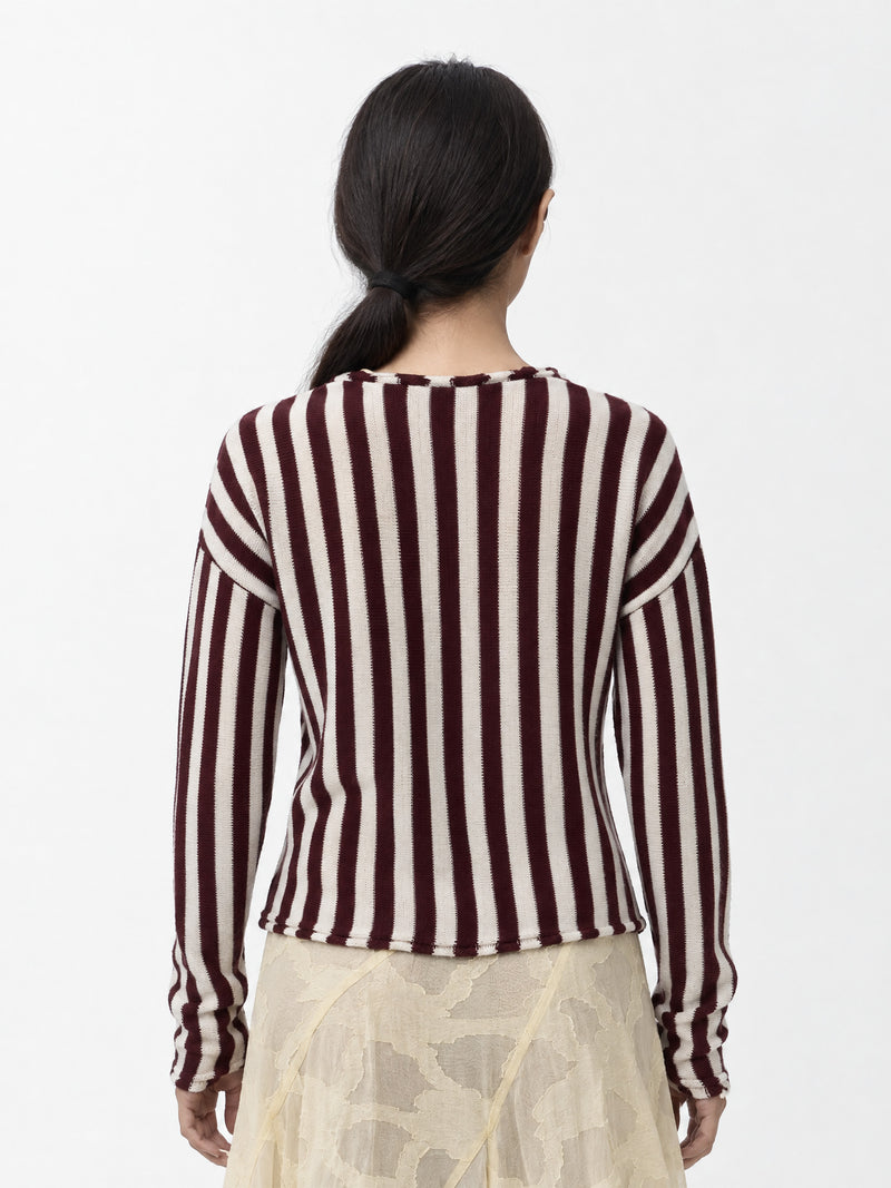 Acorn Burgundy Stripe Knit Cardigan