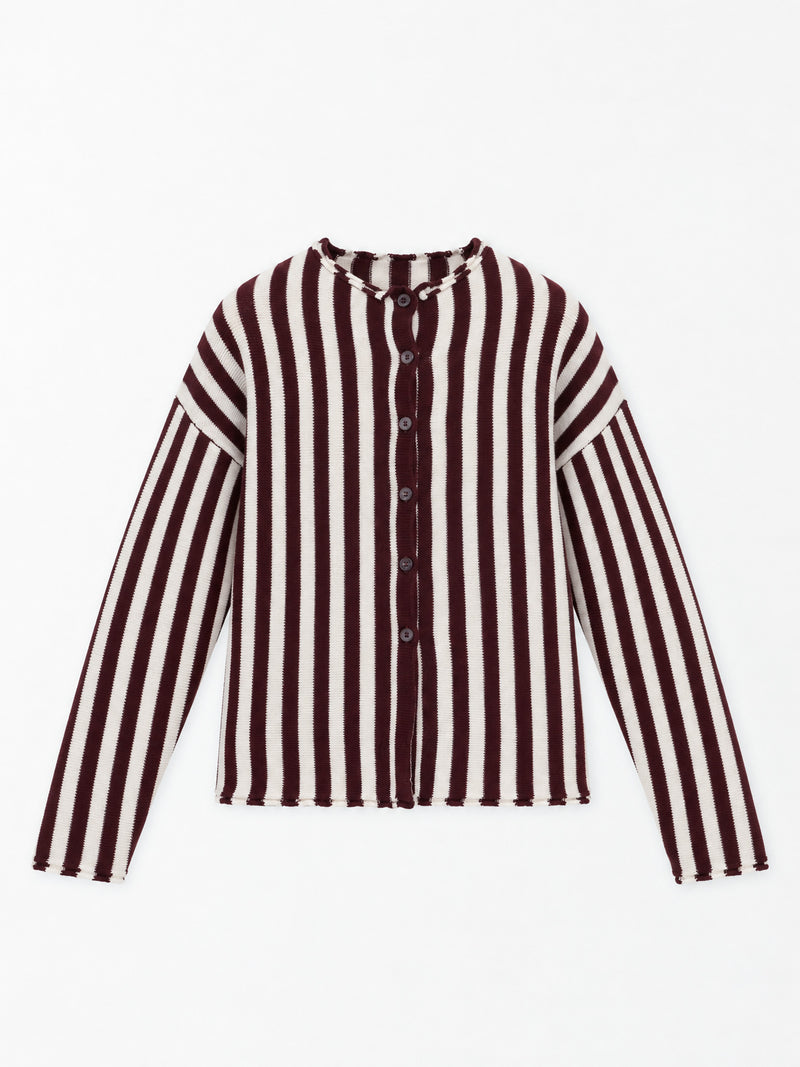 Acorn Burgundy Stripe Knit Cardigan