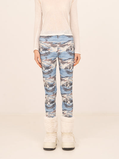 Ski Pass Print Blue Tights 
