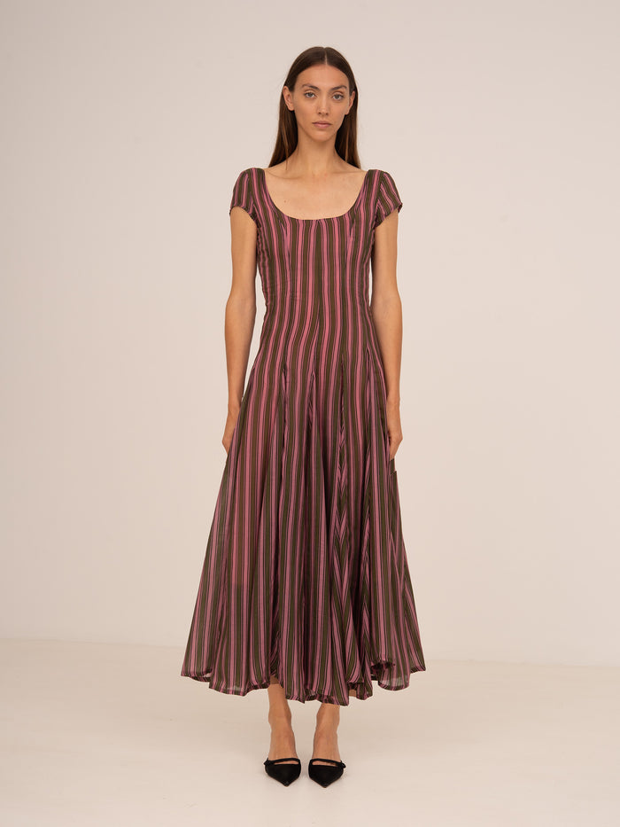 Striped Honour Pink Print Occasion Dress