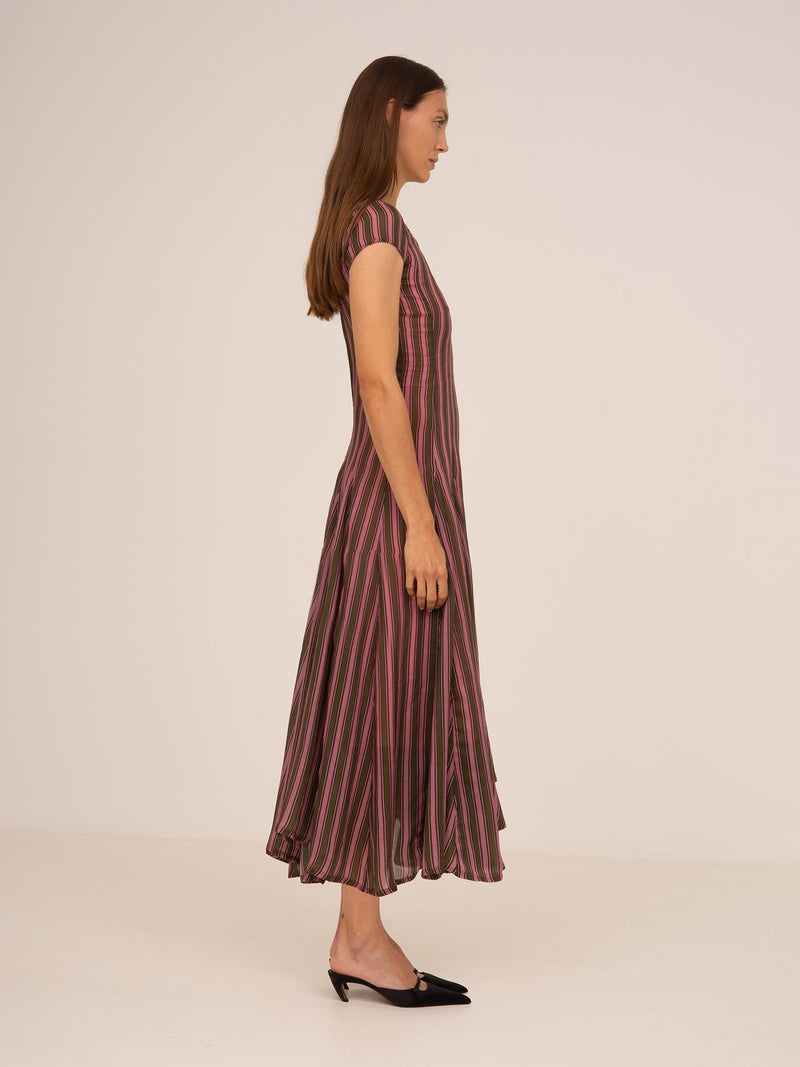 Striped Honour Pink Print Occasion Dress