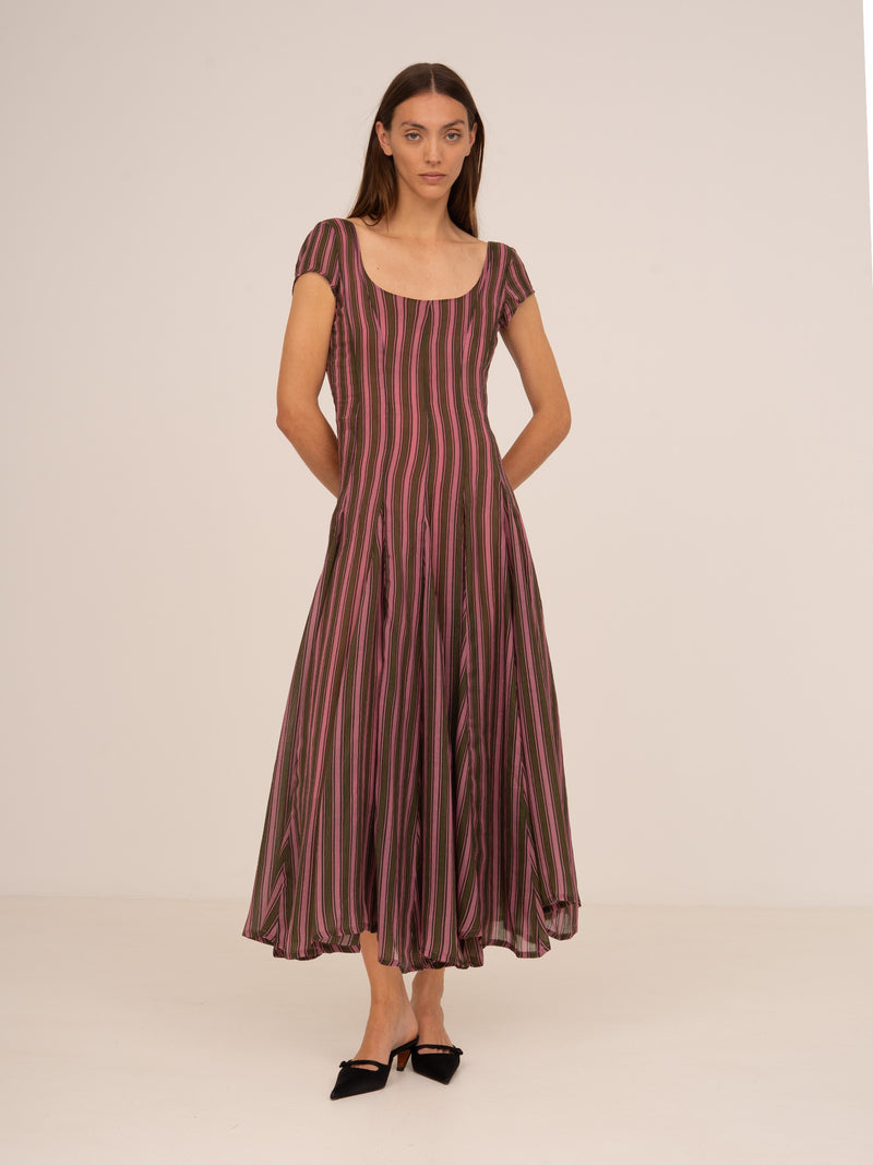 Striped Honour Pink Print Occasion Dress