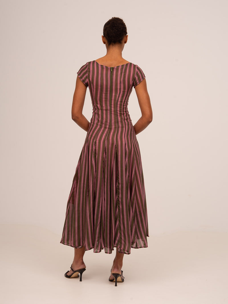 Striped Honour Pink Print Occasion Dress