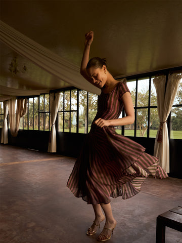 Striped Honour Pink Print Occasion Dress