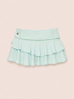 Completa tu look con Solea Mint Ruffle Denim Mini Skirt