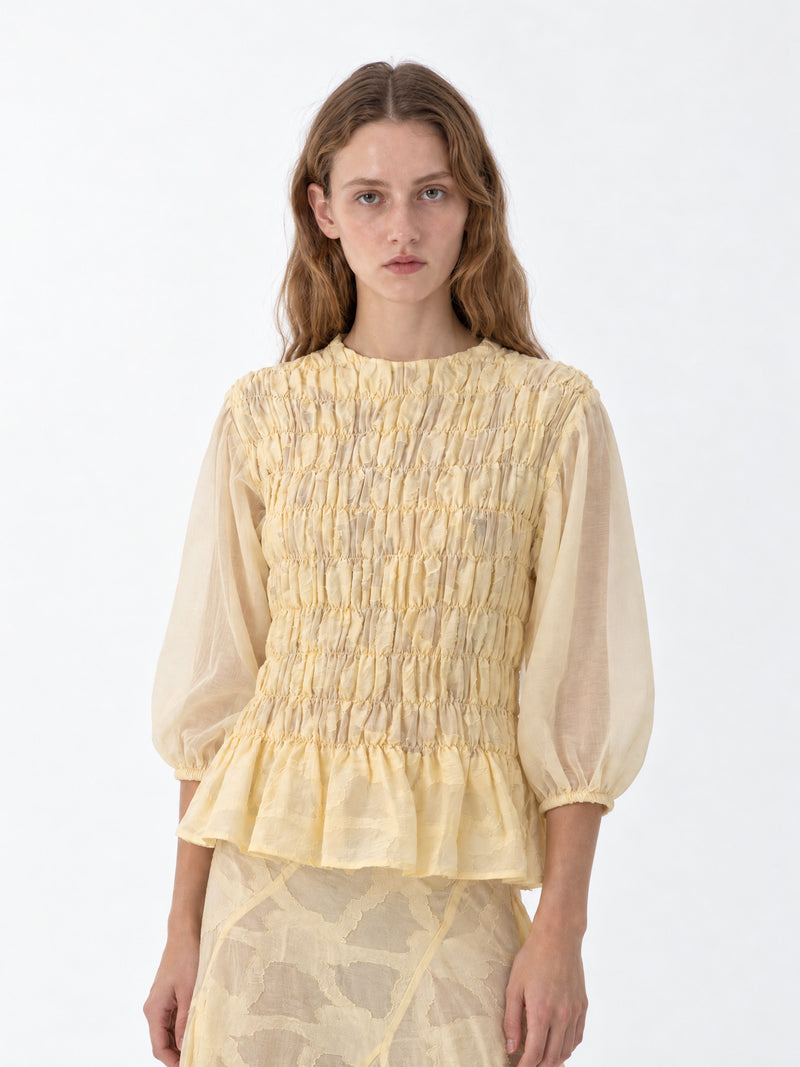 Butter Automne Smocked Peplum Blouse