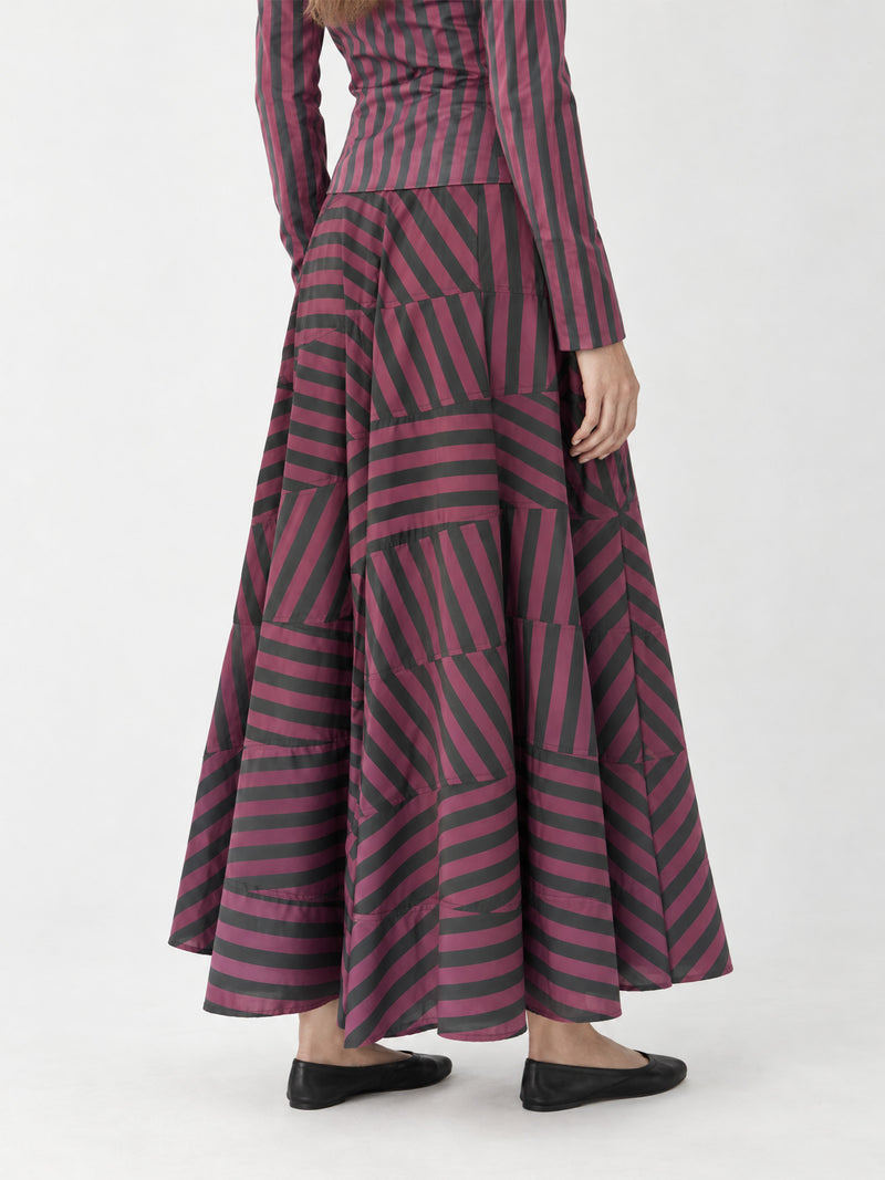 Garnet Midnight Stripe Flared Midi Skirt