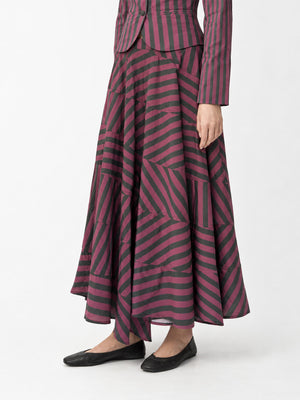 Garnet Midnight Stripe Flared Midi Skirt
