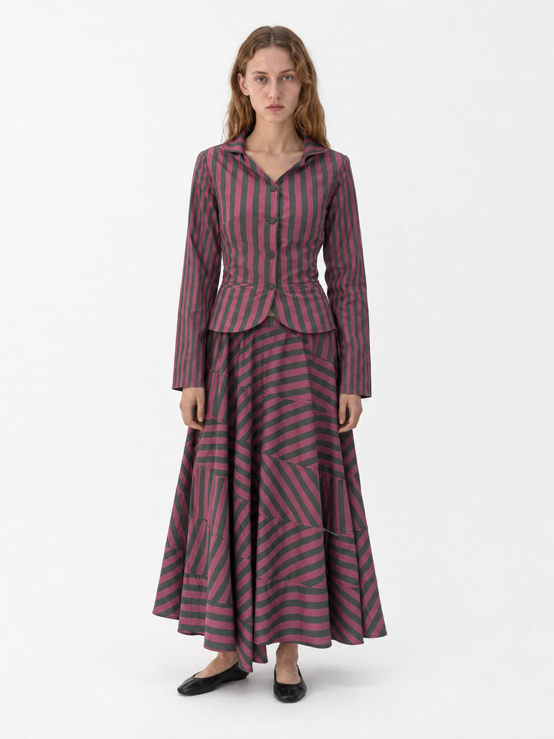 Garnet Midnight Stripe Flared Midi Skirt