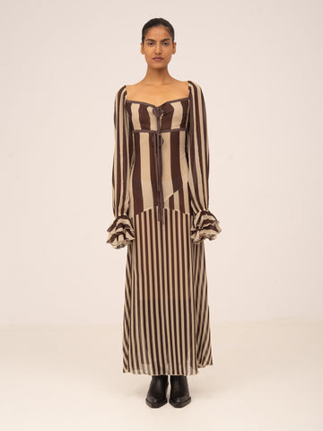 Gingerbread Brown Striped Dress