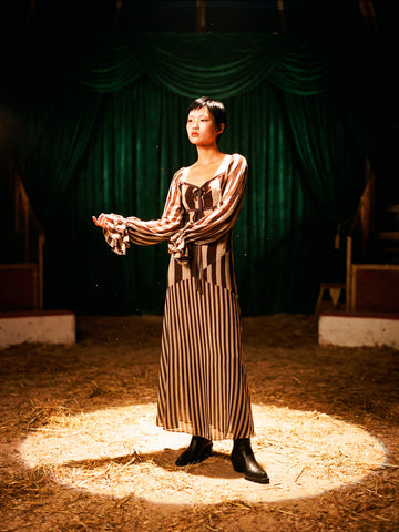 Gingerbread Brown Striped Dress