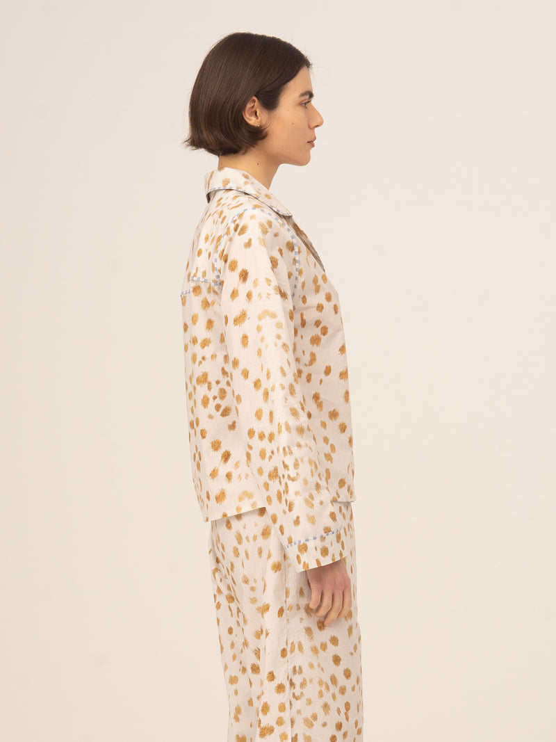 White Bambi Deer Print Pyjama Shirt