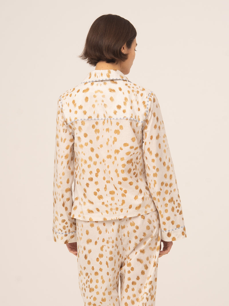 White Bambi Deer Print Pyjama Shirt