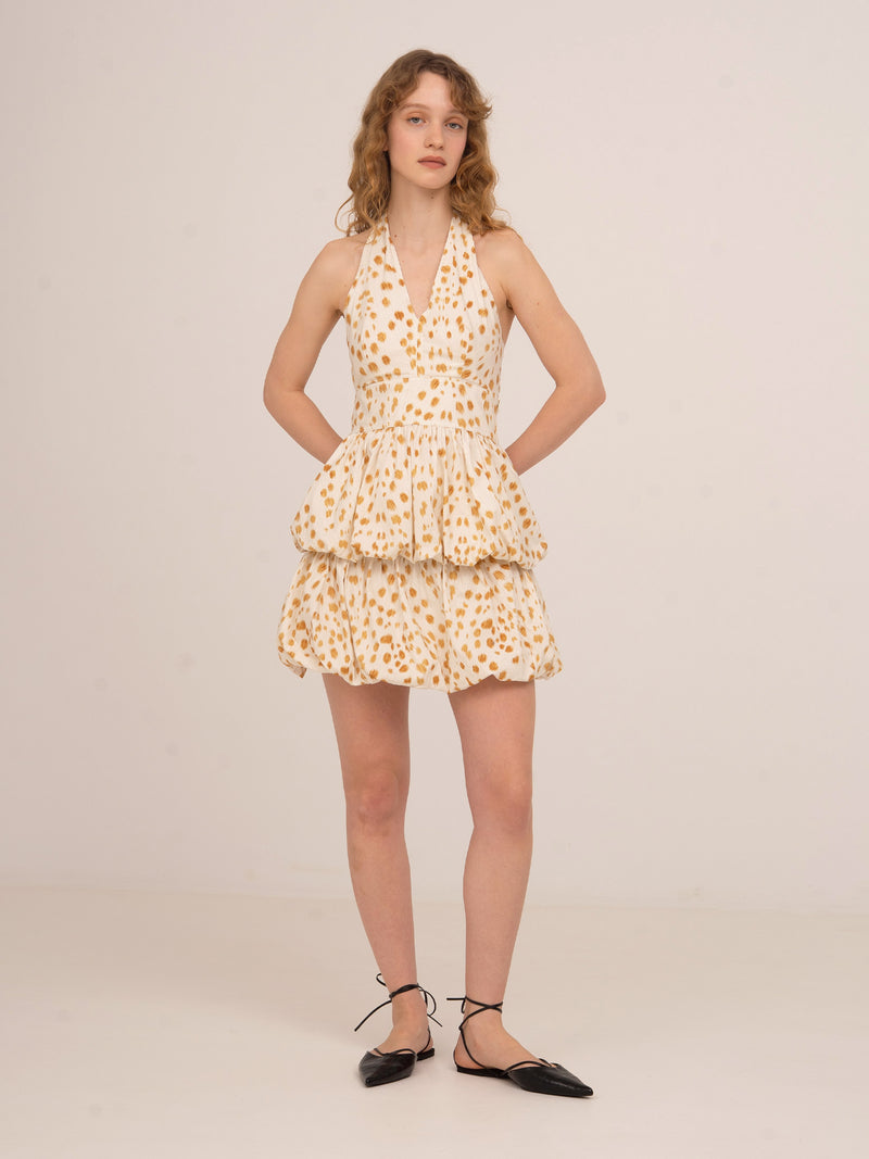Fawn Deer Print Balloon Halter Top