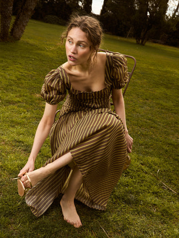 Striped Zafira Pink Print Maxi Skirt