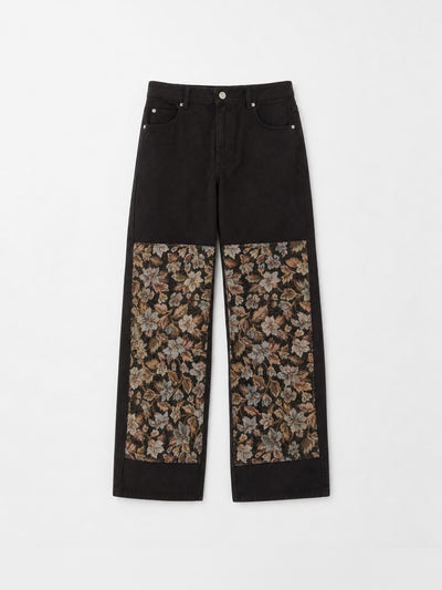 Hazel Brown Floral Panel Trousers
