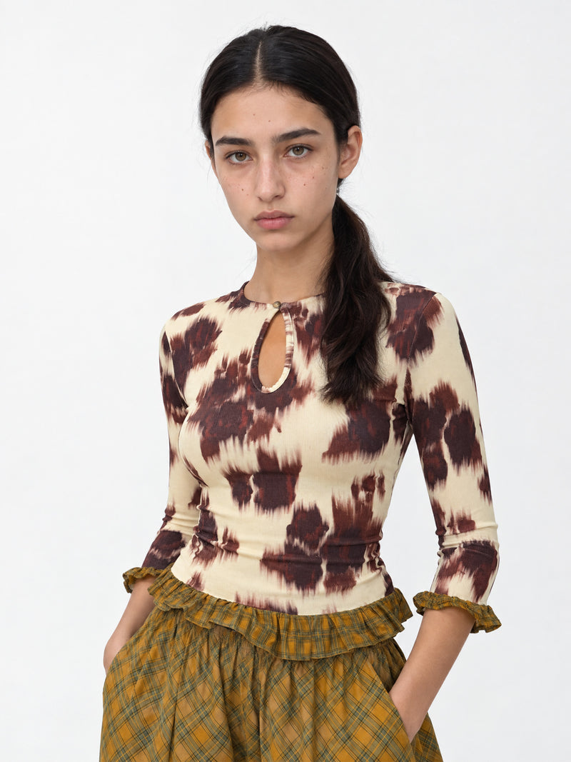 Ash Floral Check Top