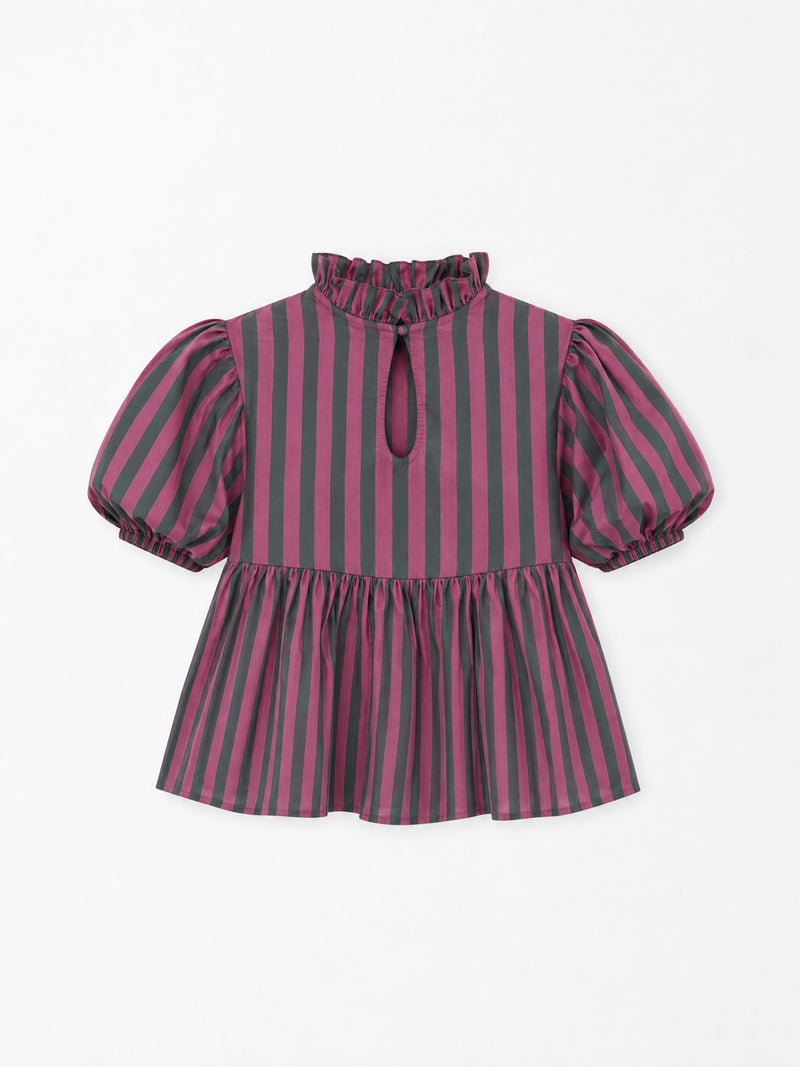 Ribbon Stripe Puff Sleeve Top