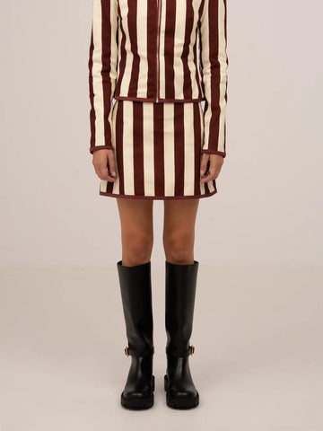Whistle Burgundy Striped Mini Skirt