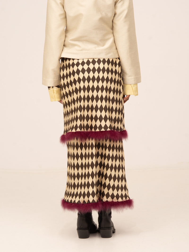 Noël Diamond Print Brown Feather Skirt