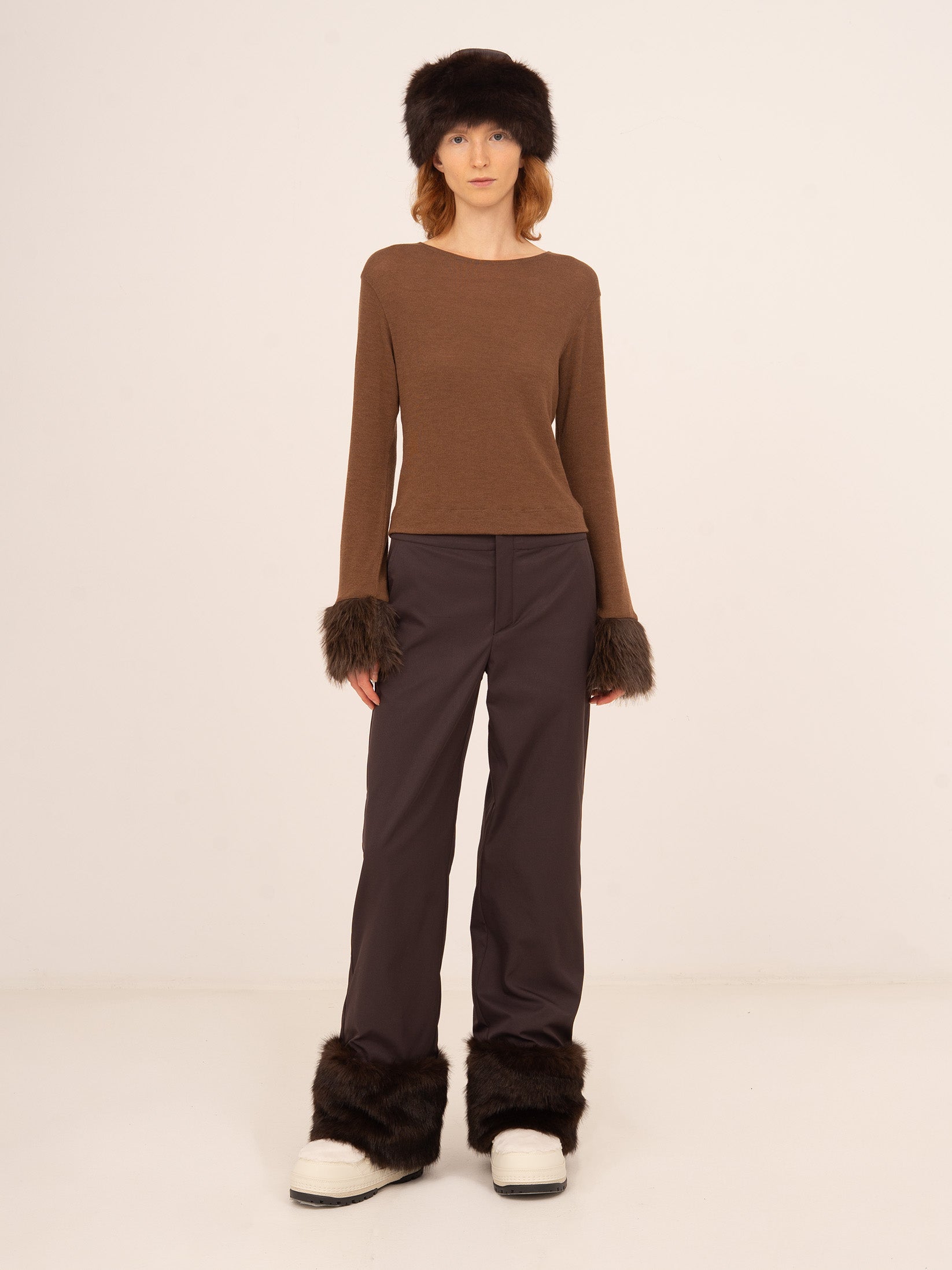 Brown trousers with Bear fur detail | CARMEN SAYS