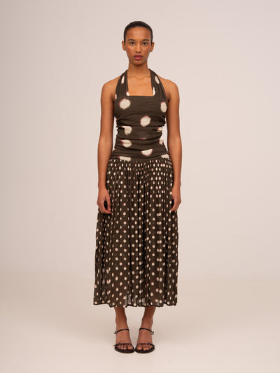 Firstdance Brown Polka Dot Midi Dress