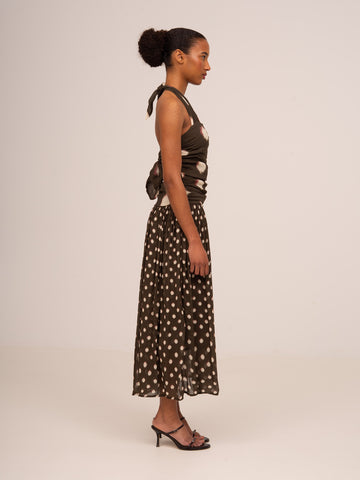 Firstdance Brown Polka Dot Midi Dress