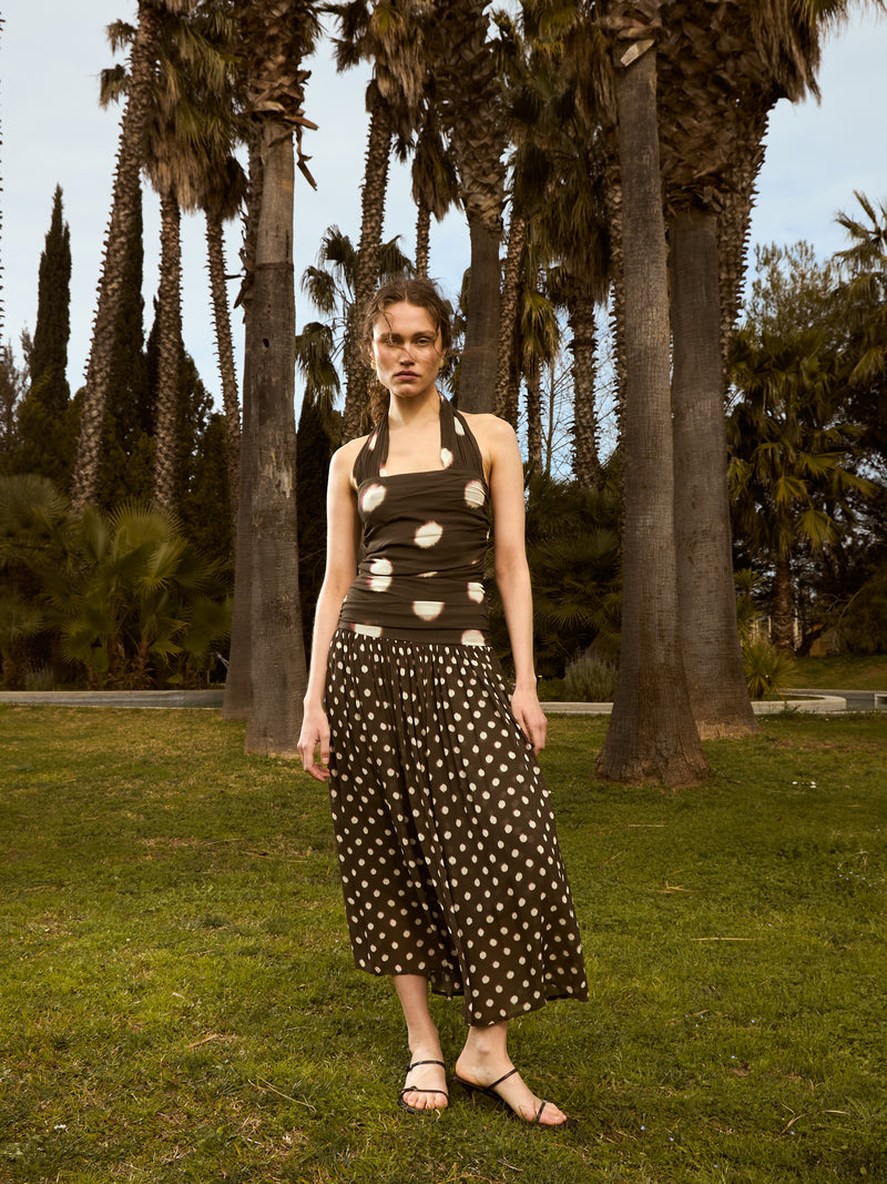 Firstdance Brown Polka Dot Midi Dress