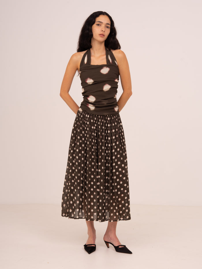 Firstdance Brown Polka Dot Midi Dress