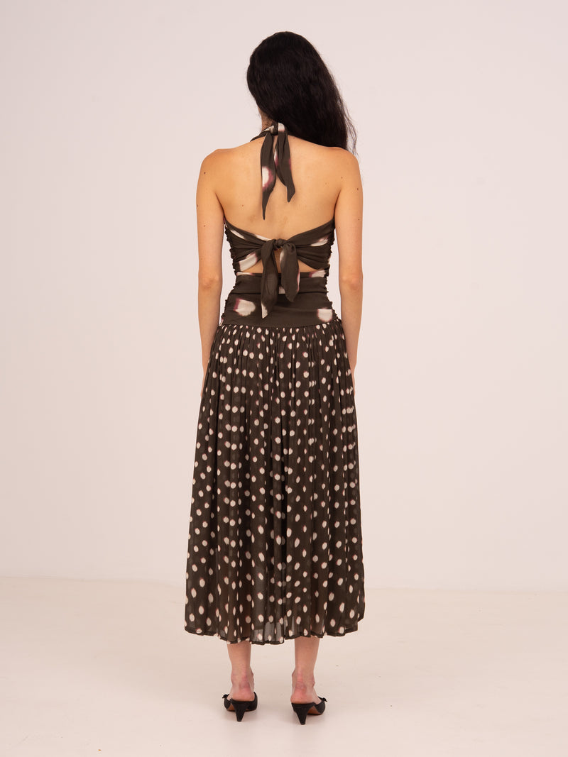 Firstdance Brown Polka Dot Midi Dress