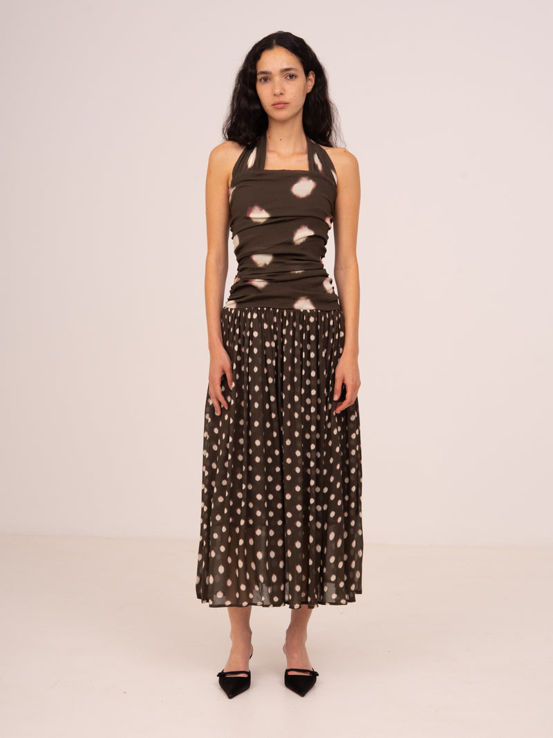 Firstdance Brown Polka Dot Midi Dress