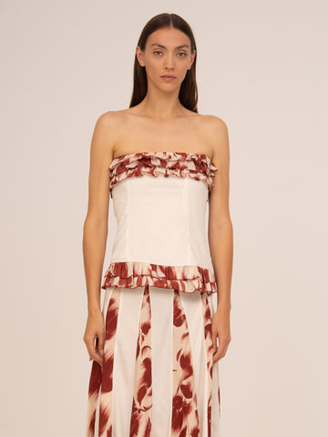Red Noctis Flower Print Top