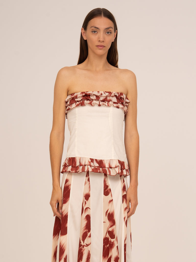 Red Noctis Flower Print Top