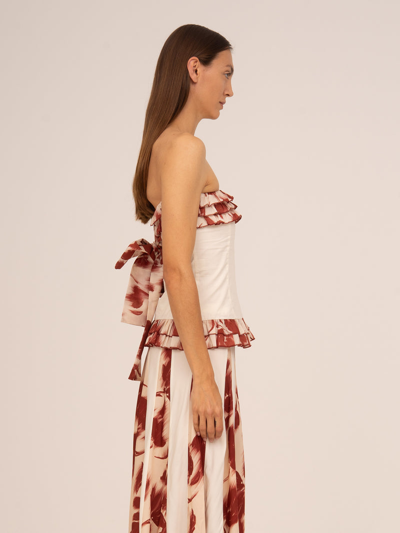 Red Noctis Flower Print Top