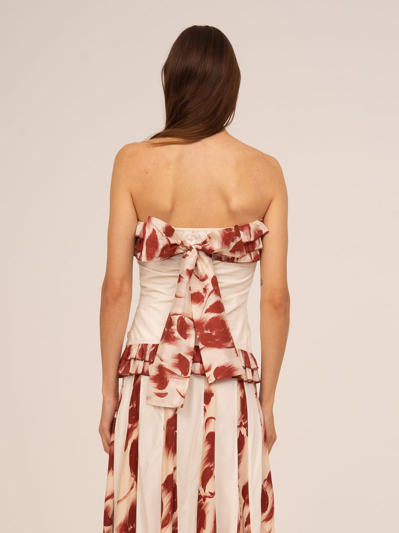 Red Noctis Flower Print Top