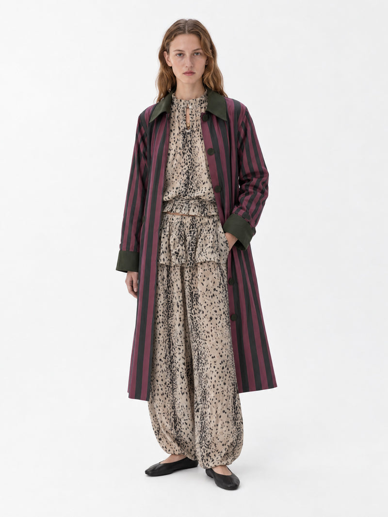 Garnet Stripe Longline Coat