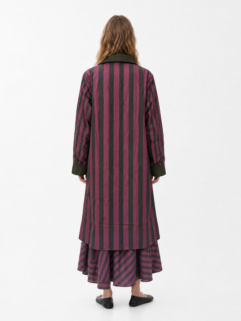 Garnet Stripe Longline Coat