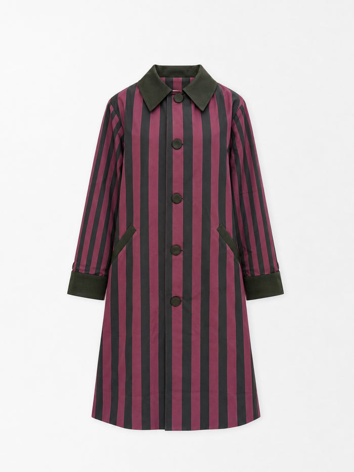 Garnet Stripe Longline Coat