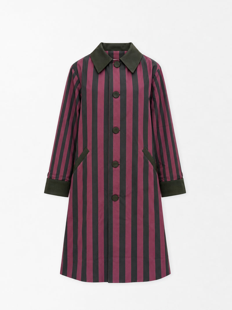 Garnet Stripe Longline Coat