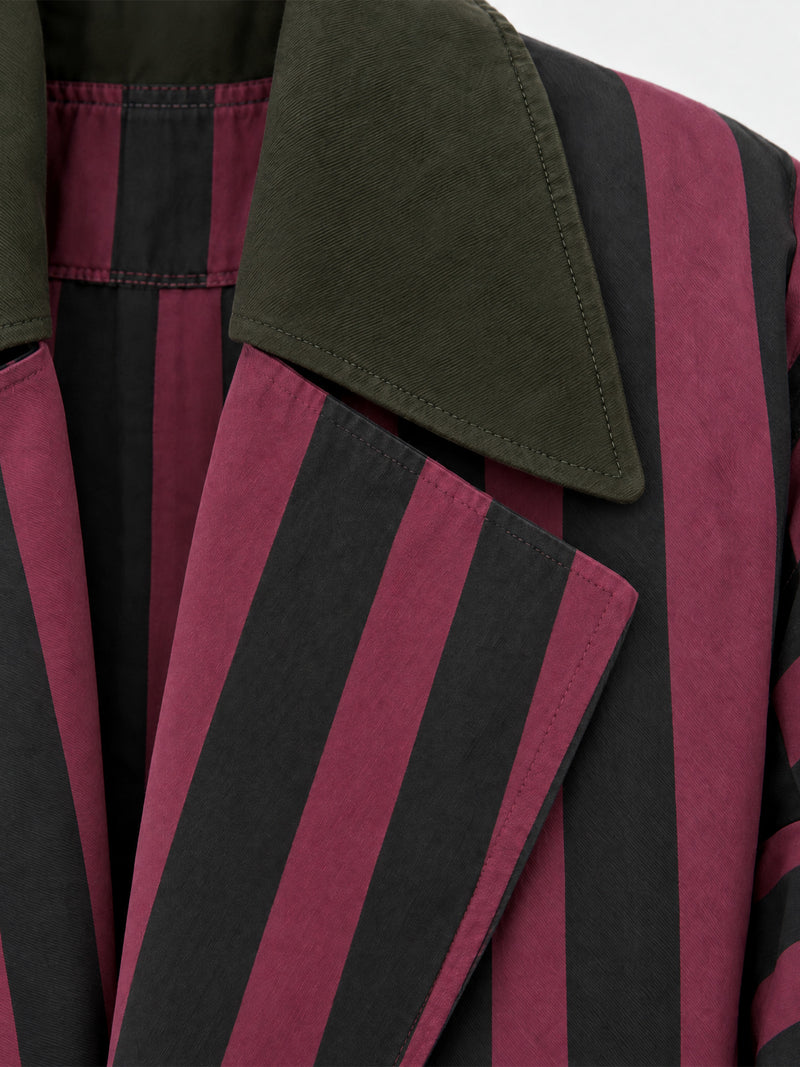 Garnet Stripe Longline Coat