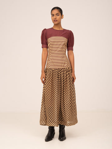 Sugarplum Burgundy Striped Dress