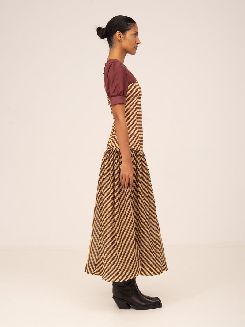 Sugarplum Burgundy Striped Dress